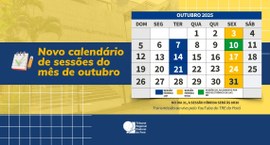 Calendário atualizado das sessões do mês de outubro já pode ser acessado