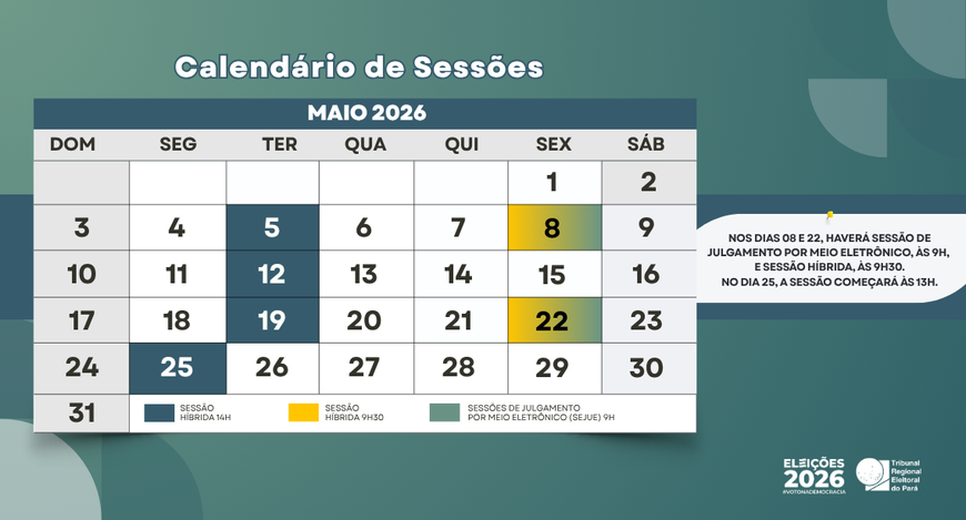 Calendário das sessões plenárias de maio está disponível