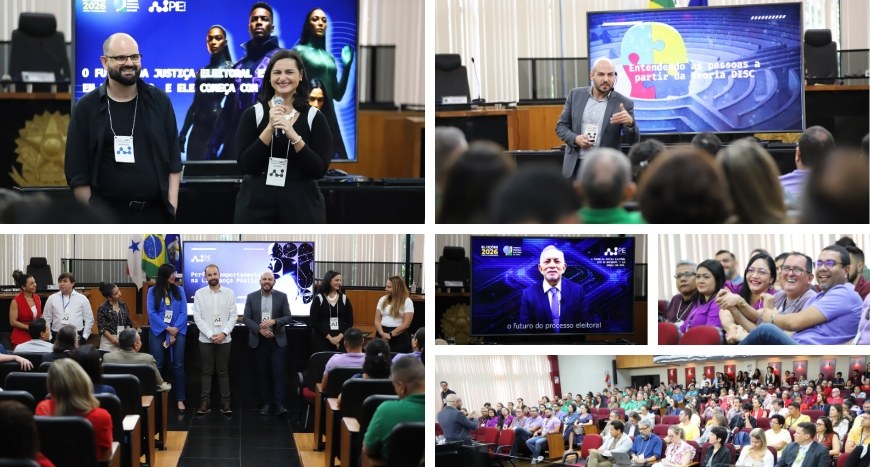 A abertura contou com a apresentação de um vídeo de boas-vindas do presidente do Tribunal, desem...