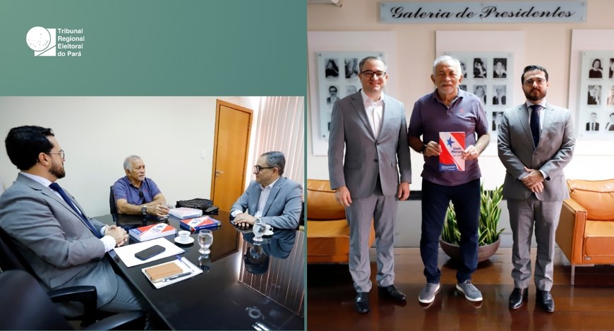 O professor, Jeferson Bacelar, presentou o desembargador com um exemplar e destacou a importânci...