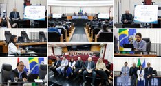 A abertura da reunião contou com a presença do presidente do Tribunal, desembargador José Maria ...