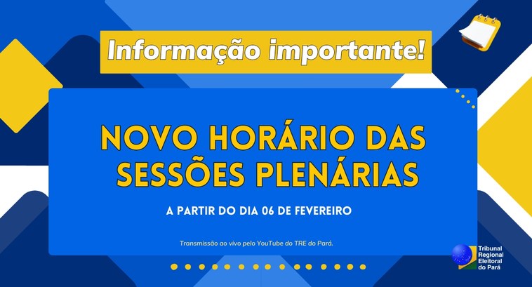 Sessões plenárias terão novo horário a partir do dia 06 de fevereiro A Corte Eleitoral passa a se reunir às terças e quintas-feiras, às 14h, após aprovação de mudanç...