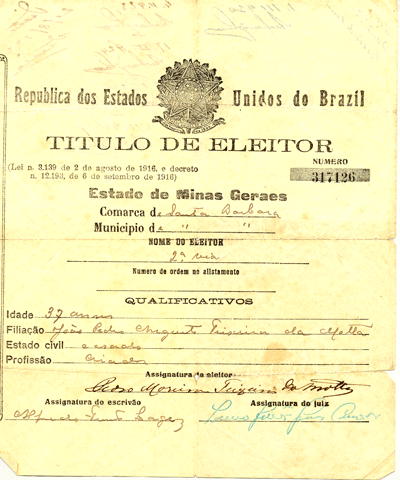 4º título eleitoral - 1916