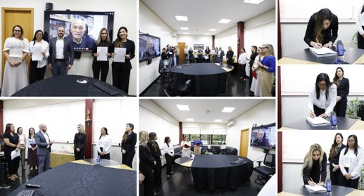 A cerimônia foi conduzida pelo presidente do Tribunal, desembargador José Maria Teixeira do Rosá...