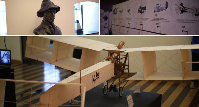 A mostra estará em exibição até o dia 25 de agosto e apresenta maquetes das aeronaves 14 Bis e G...