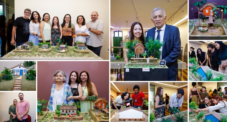 As obras da servidora Márcia Raiol, confeccionadas com materiais recicláveis, representam moradi...