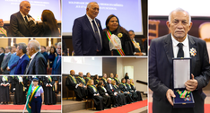 O desembargador-presidente José Maria Teixeira do Rosário recebeu as medalhas da Ordem do Mérito...