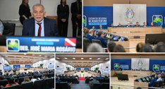 O desembargador José Maria Teixeira do Rosário está acompanhado do diretor-geral do Tribunal, Br...