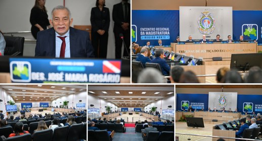 O desembargador José Maria Teixeira do Rosário está acompanhado do diretor-geral do Tribunal, Br...