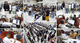 A desembargadora visitou dois locais onde ocorriam o mutirão, o Núcleo de Atendimento ao Eleitor...