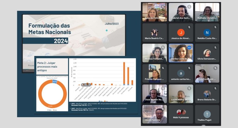 O encontro virtual contou com a presença de magistradas (os), chefas (es) de cartório, servidora...