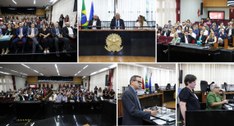As homenagens ocorreram no Plenário Antônio Koury, com a presença do presidente do TRE do Pará, ...