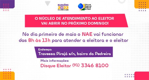 TRE do Pará amplia horário e locais para eleitor e eleitora regularizar a sua situação eleitoral...