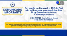 Feriado de Carnaval na Justiça Eleitoral do Pará 