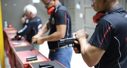 TRE Pará-Treinamento-tiro Agentes da Segurança Institucional e da Seção de Transportes do TRE Pará passam por treinamento